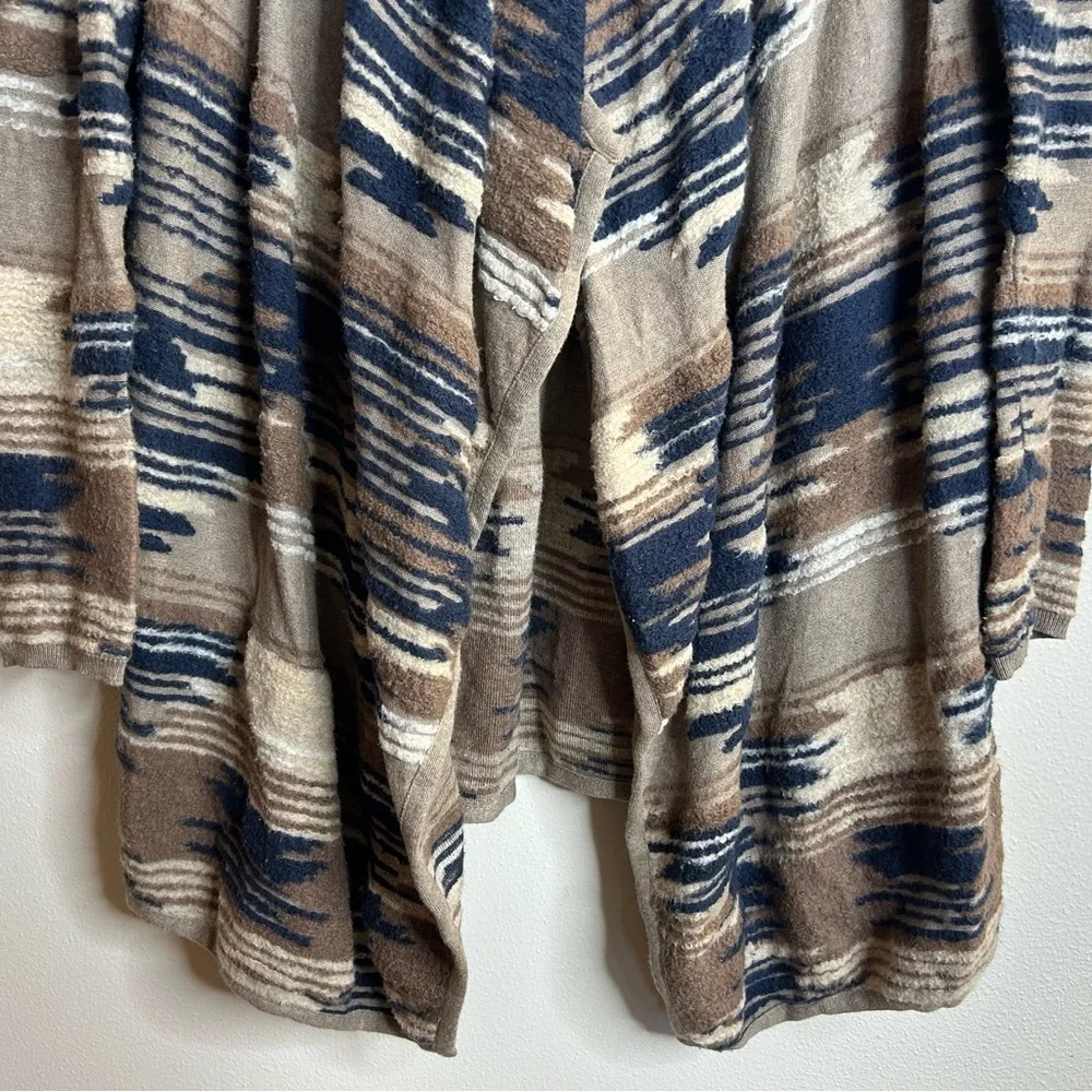 Lucky Brand L Textured Aztec Multicolor Knit Cardigan Open Front Boho Western - Picture 6 of 13